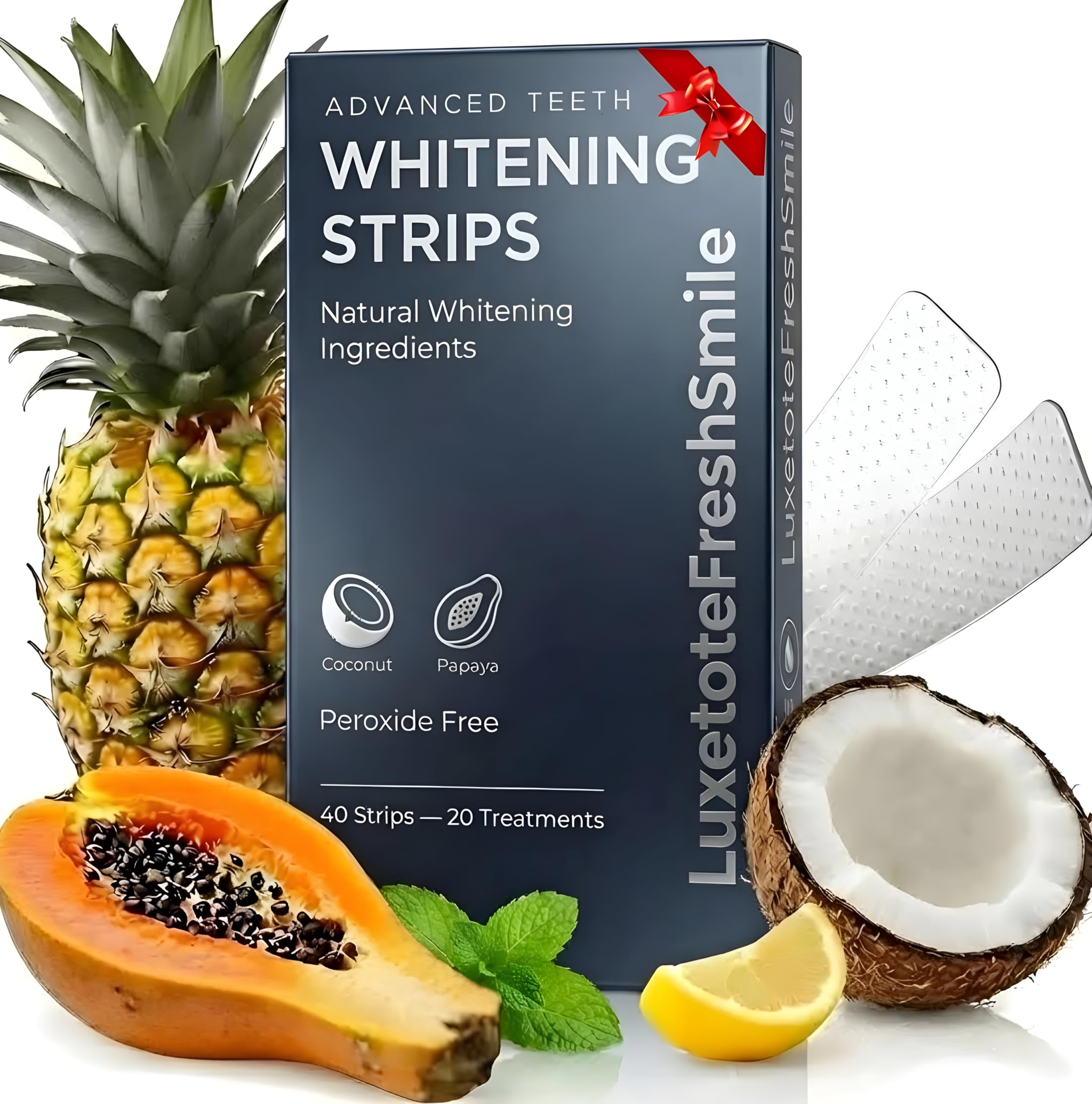 Best Teeth Whitening Strips with 20 Treatments Safe for Enamel 7 Day Whitener Steips Professional Strength Natural Coconut