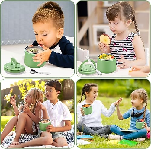 Miniatura 8 de Tarro de comida aislado al vacío de 14 onzas con tapa de hebilla, termo de sopa para niños de comida caliente, boca ancha, a prueba de fugas, de
