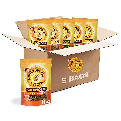 Honey Bunches of Oats Cereal de granola tostado con miel, bolsa de 11 onzas (paquete de 5)