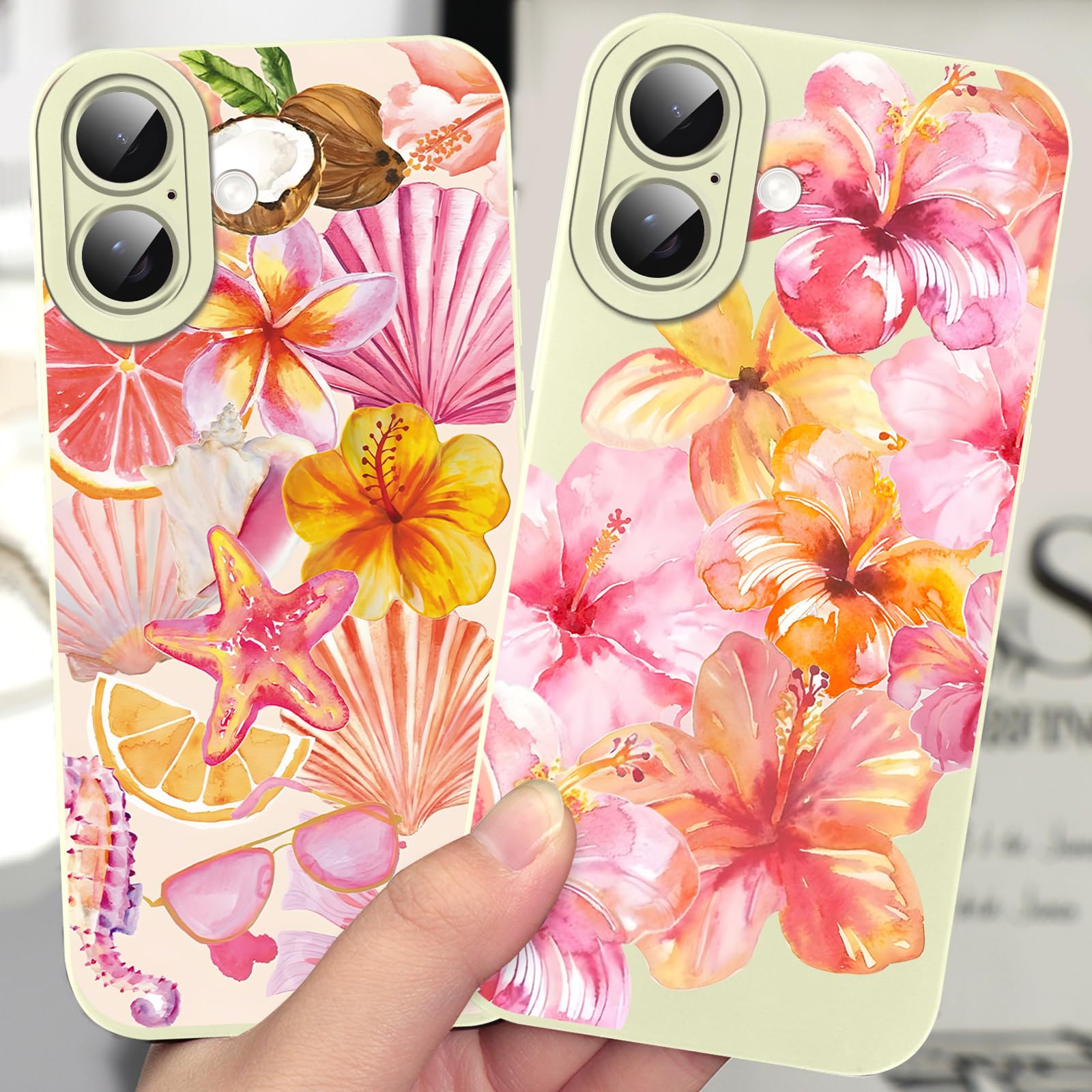 Pnakqil 2 Custodie Per IPhone 15 Plus | Cover In Silicone Morbido Con Fiori E Collage | Antiurto E Protezione Fotocamera | Design Estetico Carino - 2