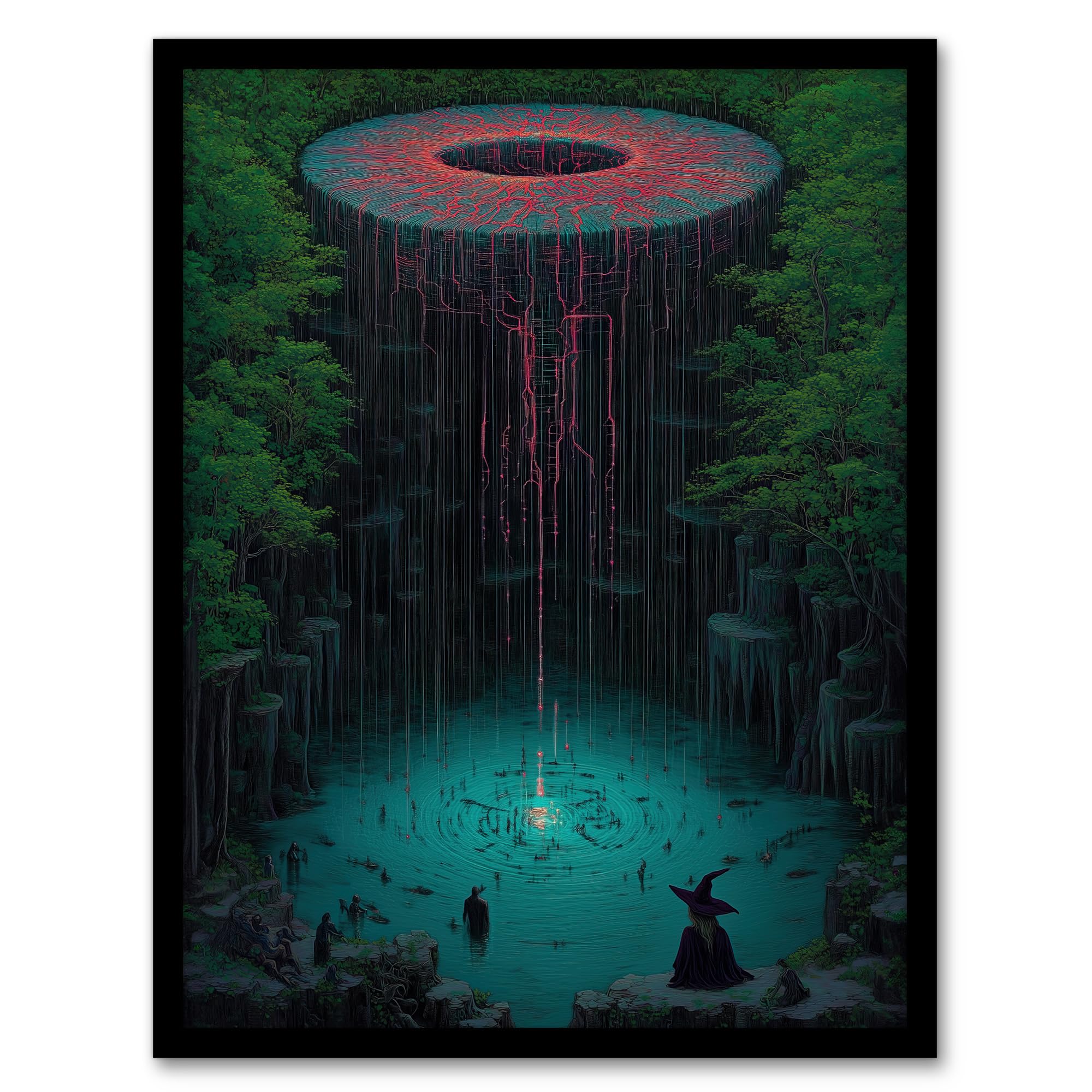 Artery8 Witch Forest Tree Of Life Surreal Fantasy Art Living Room Artwork Framed Wall Art Print A4
