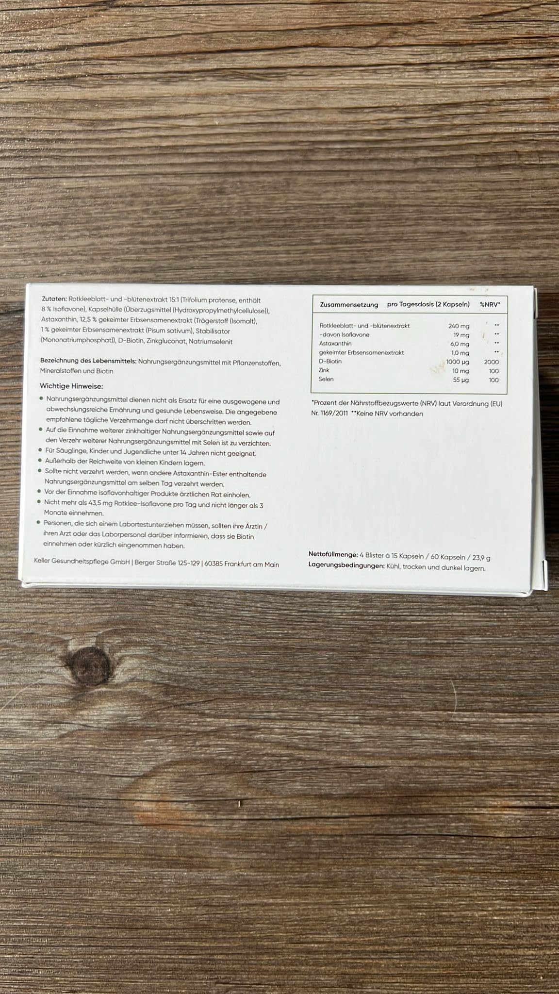 Erbozin® Kapseln – Haarpflege Nahrungsergänzung – Erbsen‑Extrakt Astaxanthin Rotkleeblatt‑Extrakt – Vegan – 90 Tage Garantie – Made in Germany – 60 Kapseln – 30 Tage Packung