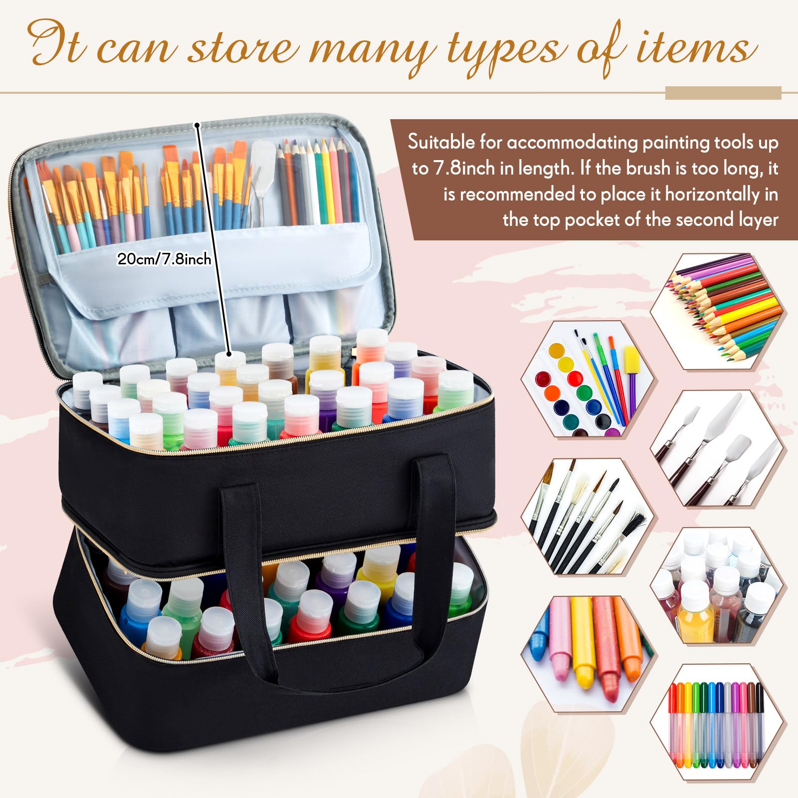 Amazon.com: Abbylike Acrylic Paint Organizer Case for up to 56