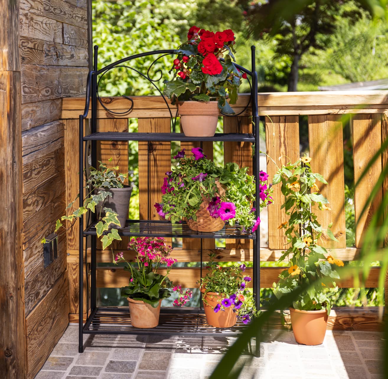 Windhager Portafiori in metallo per esterni, porta piante da balcone pieghevole, scala per fiori, scarpiera per interni ed esterni, 100x58x31cm (HxLxP)