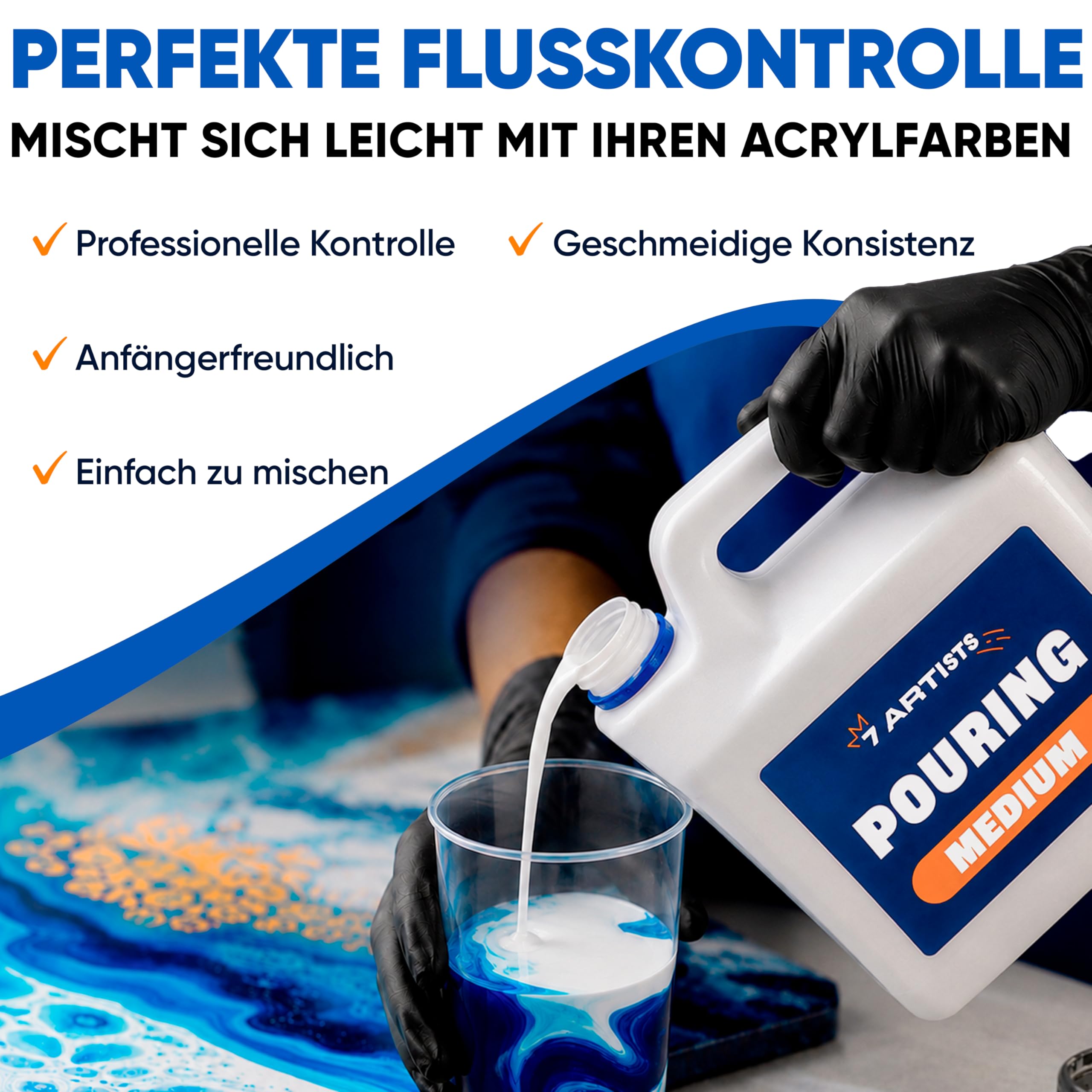 Pouring Medium Acryl Professionelles 5L – Glänzend Fluid Art Acrylic Medium für Acrylfarben | Transparentes Acryl Bindemittel | Pouring Fluid Acrylbinder für Künstler & Anfänger