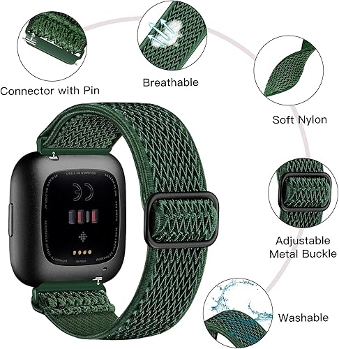 Miniatura 9 de Fuleda Bandas elásticas compatibles con Fitbit Versa 2VersaVersa Lite, para mujeres y hombres, correa deportiva suave y ajustable de nailon trenzado
