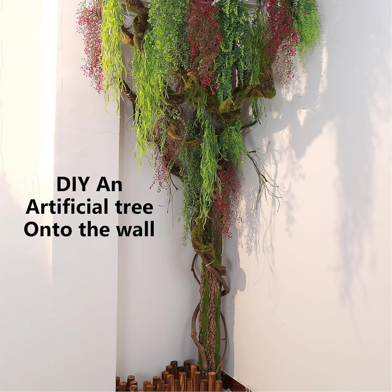 74.8" Large Fake Cherry Blossom Tree Artificial Branches Vine Room Door Wall Ceiling Hanging Plants Twigs Rattan Thick Trunk for Garden Wedding X'Mas Halloween Outdoor Jungle Decoration - Image 6