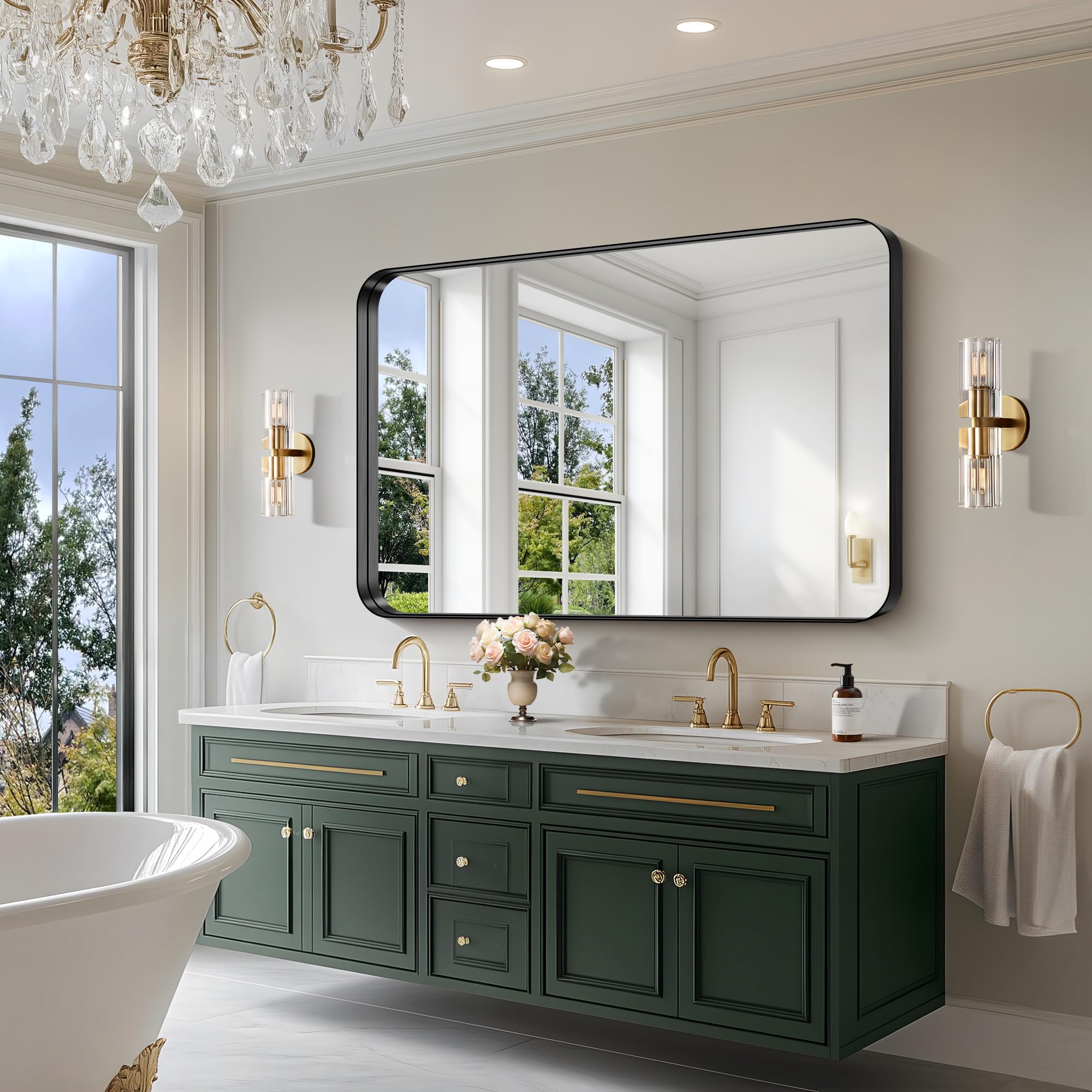 Amazon.com: CIRCUMI Black Bathroom Mirror, 36