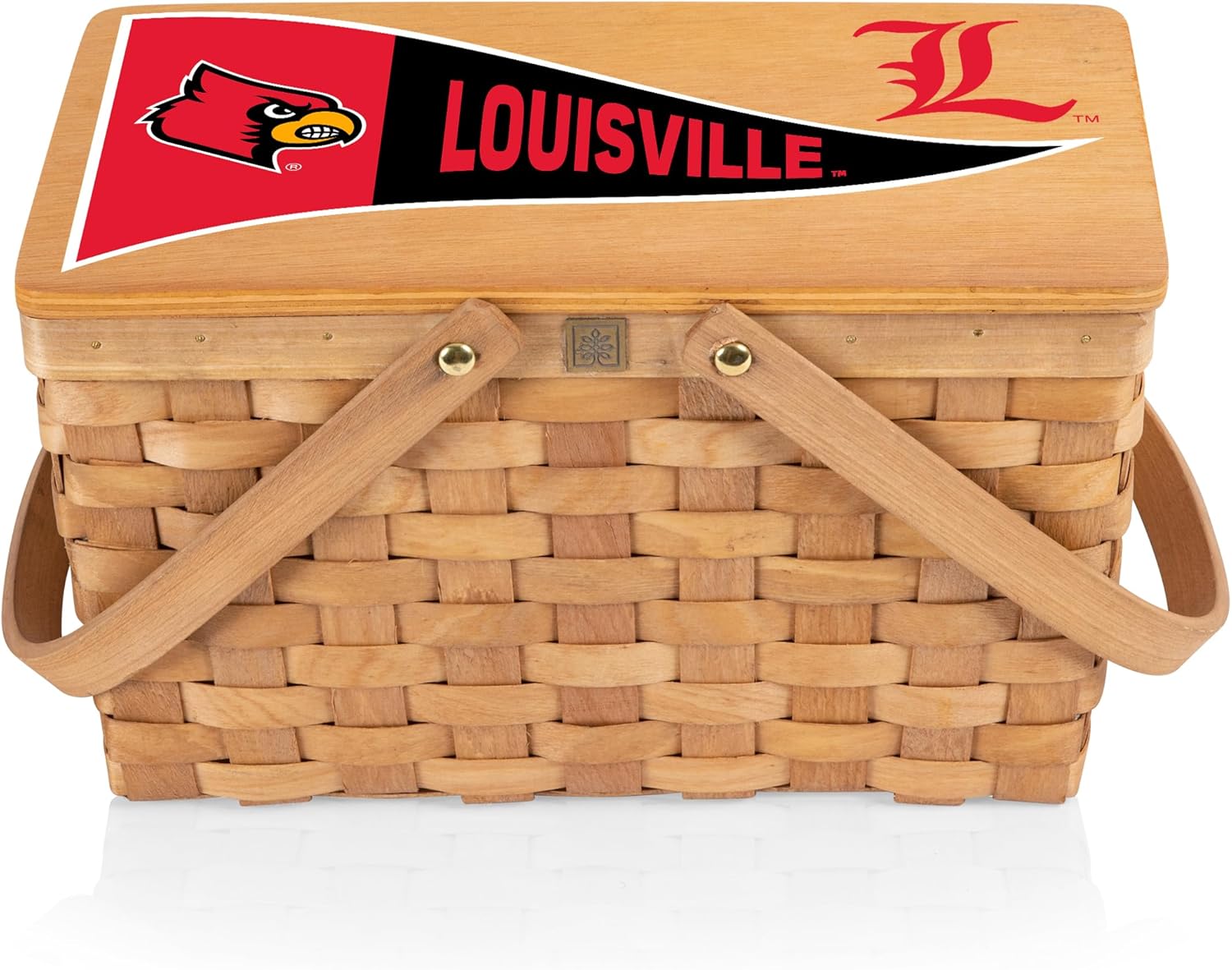 PICNIC TIME NCAA Louisville Cardinals Poppy Personal Picnic Basket, Insulated Lunch Bag, Retro Lunch Box, (Beige)
