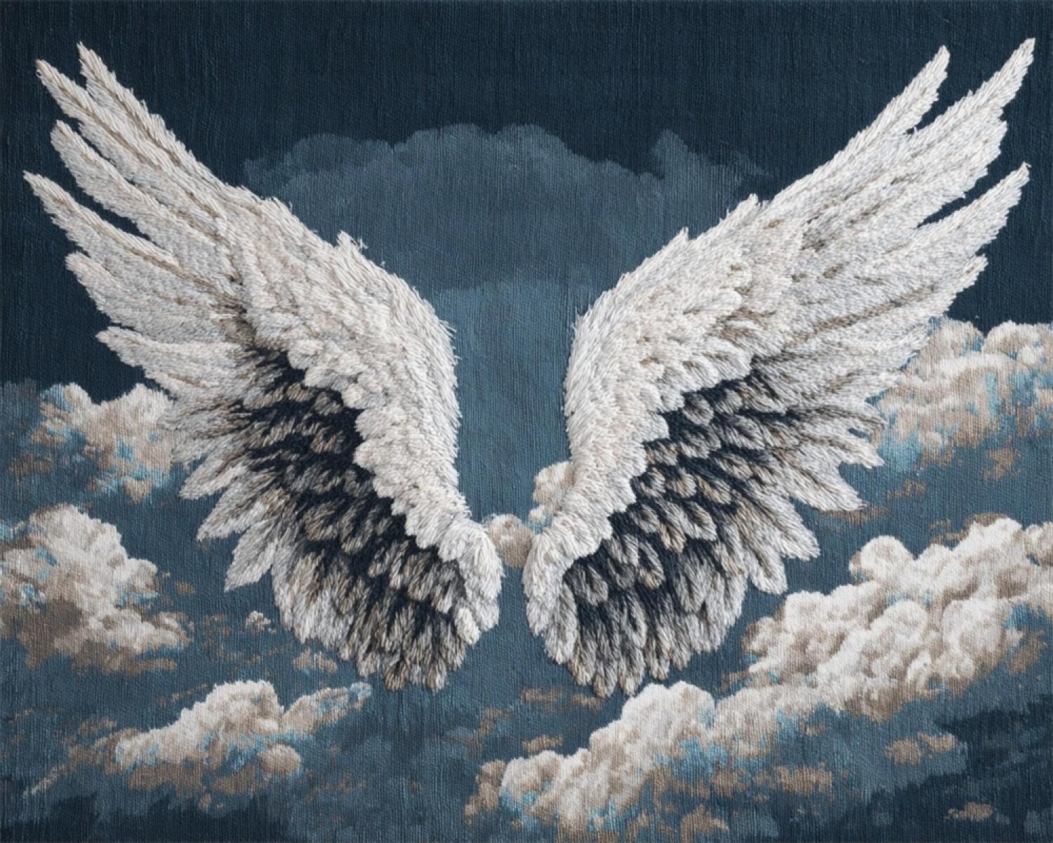 Henypt DIY Latch Hook Rug Kit Angel Wings 80x160cm