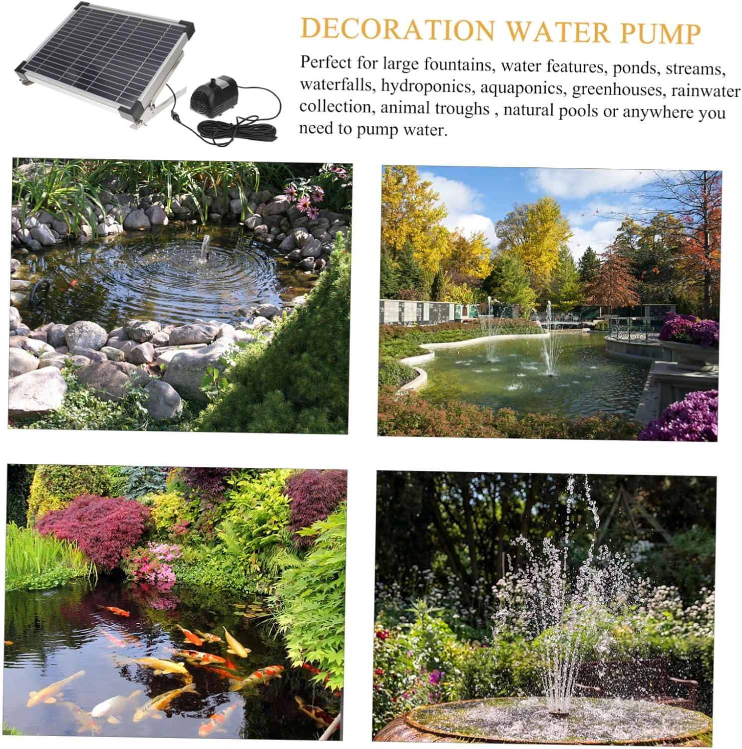 POPETPOP 10W Solar Fountain Pump for Garden Decoration High Power Dc Water Pump with Efficient Solar Panel Durable Outdoor Water Feature for Ponds and Fountains