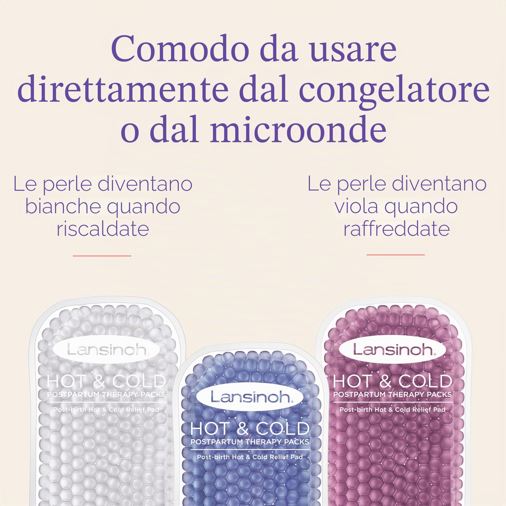 Lansinoh Cold & Warm Assorbenti di sollievo post-parto – Assorbenti refrigeranti post-parto riutilizzabili per microonde nel congelatore Recupero di elementi essenziali dopo il parto