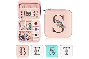 Yesteel Mothers Day Personalized Travel Jewelry Case with Initials - Ideal Mother's Day Gift