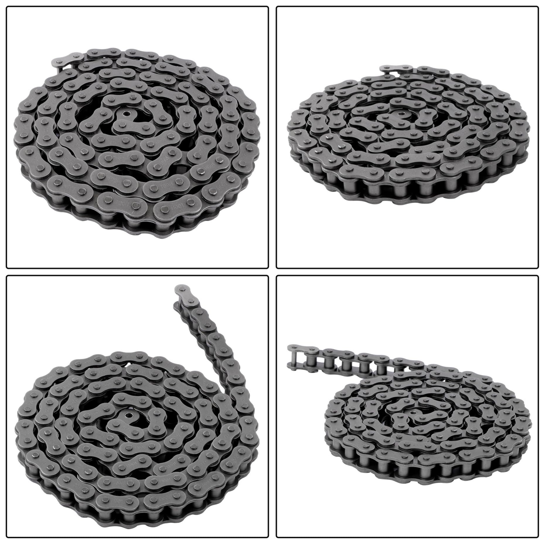 kimllier Cadena de rodillo resistente de 100 horas, 10 pies, con dos conectores, acero al carbono, paso de 1.25 pulgadas