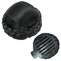 Vista 10 de IMISSU Trenzado Chignon Dancer Hair Donut Hairpieces Scrunchie Claw Hair Moño Updo para bodas y fiestas (M2 rubio ceniza)