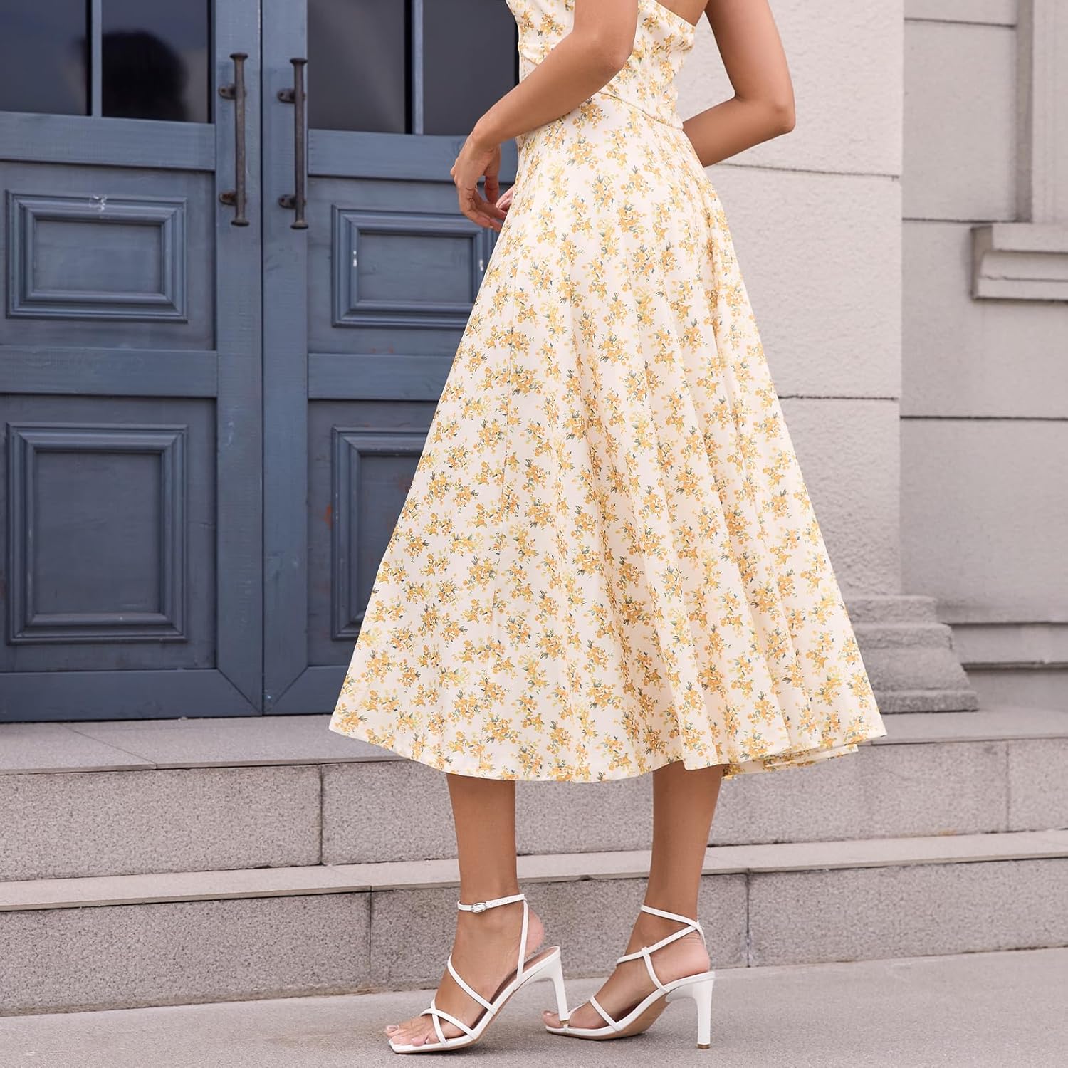 wetkiss Womens Sandals Square Open Toe Strappy Heels Ankle Strap High Heel Sandals Comfort Dress Party Shoes - Image 6