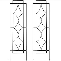 Sunnydaze 2-Piece Diamond Garden Trellis for Climbing Plants - 48" Black Metal Outdoor Flower Support