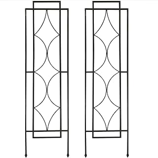 Sunnydaze 2-Piece Diamond Garden Trellis for Climbing Plants - 48" Black Metal Outdoor Flower Support