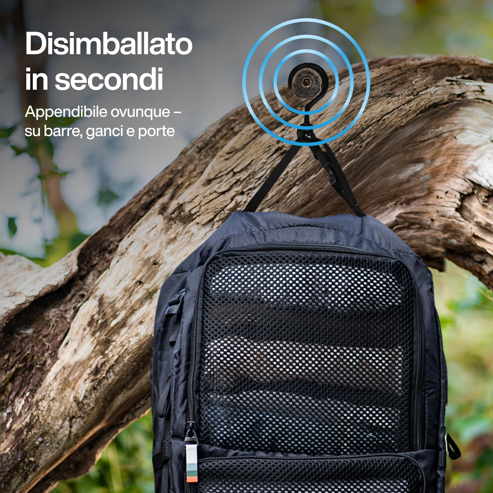 TRAVEL DUDE Organizzatore per valigie appendibile, Organizer Valigia con Compressione, Hanging Packing Cube, Cubo da imballaggio appendibile per zaino, Organizzatore da imballaggio per valigie (Nero)