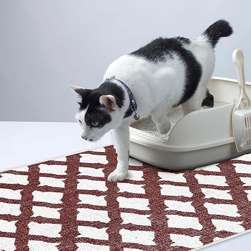 Miniatura 2 de SussexHome Pets - Tapete ultrafino para arena para gatos y perros, lavable, suave, de algodón natural, tapete para alimentación de gatos y perros,