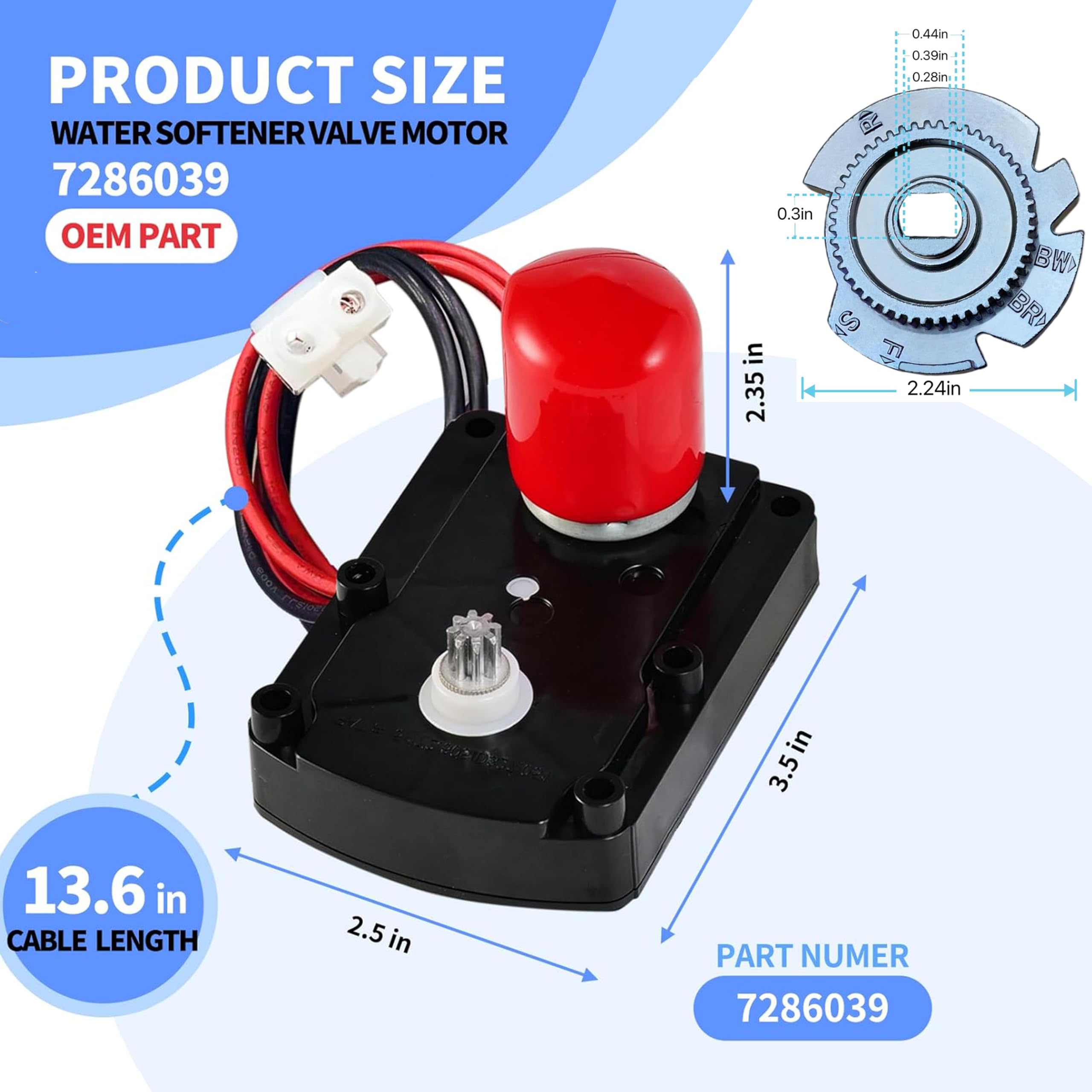 Hnemix 7286039 WS26X10021 7384691 7286039 WS26X10021 7384691 Water Softener valve motor Part Black with High-Performance Gear and Cam 7284964,Water Softener Replacement Parts