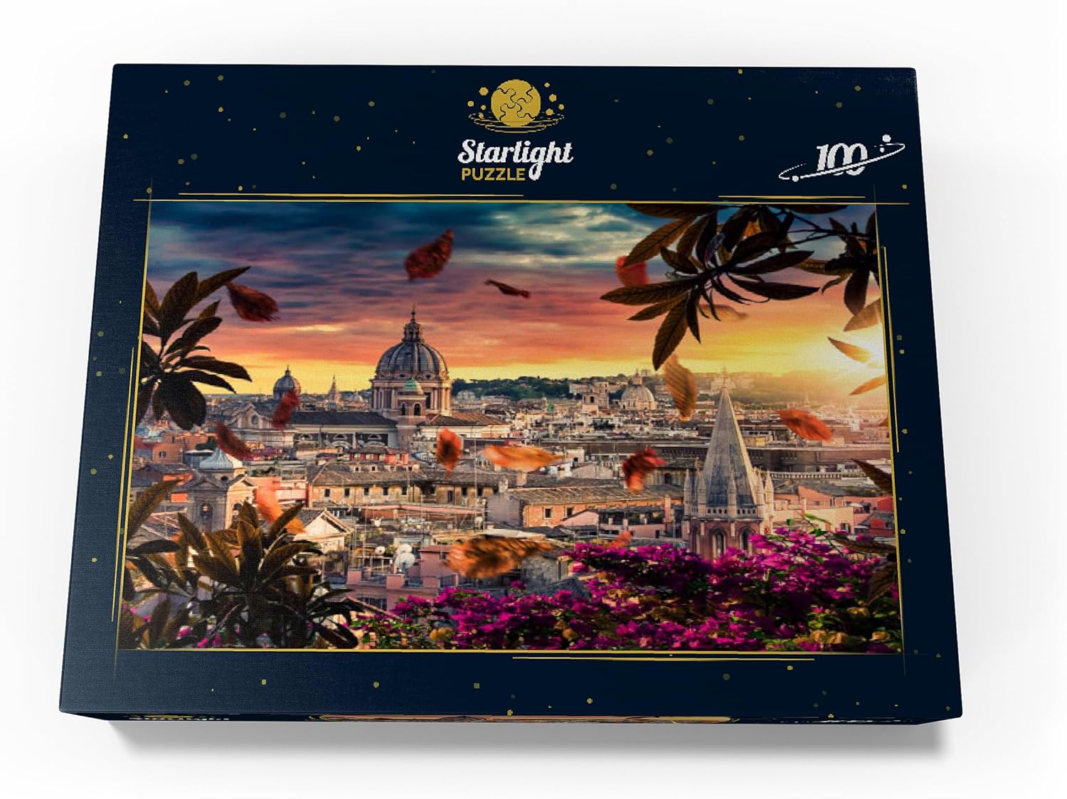 MyPuzzle Beautiful Sunset Over The City of Rome in The Evening - Premium 100 Piece Jigsaw Puzzle for Adults