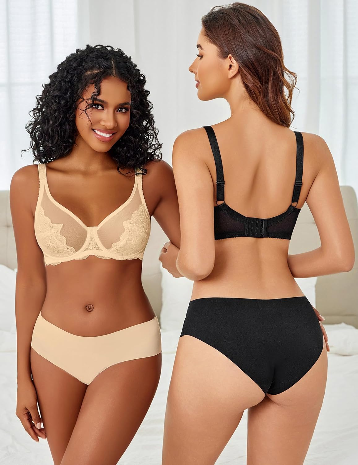 Avidlove Bras for Women Lace Minimizer Bra Full Coverage Mesh Underwire Bra with Centering Cups Sexy Unlined Brasieres - Image 3