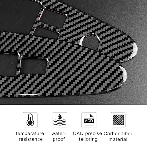 Miniatura 8 de JUPIZEUS Fibra de carbono compatible con accesorios Nissan, calcomanía para panel de botón de interruptor de elevación de ventana de automóvil para