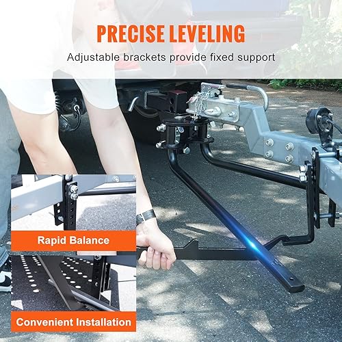 Miniatura 6 de VEVOR - Enganche de distribución de peso de remolque (1,000 lb) con control de balanceo, vástago de acero de 2 pulgadas, bola de aleación de acero