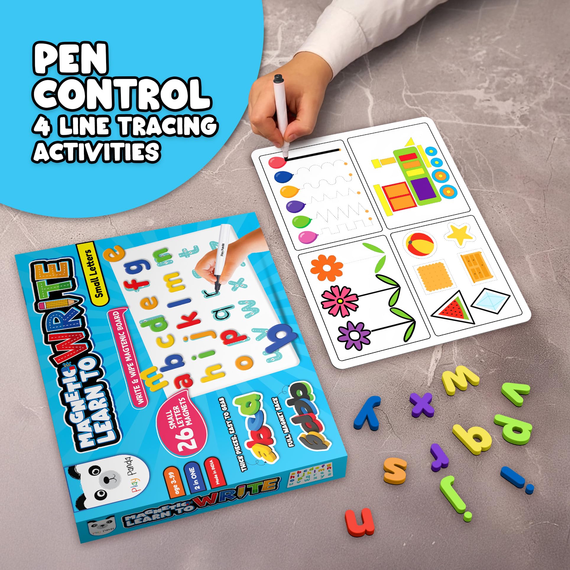 Play Panda Learn to Write Small Letter Magnetic Learning Board Game for Kids 2