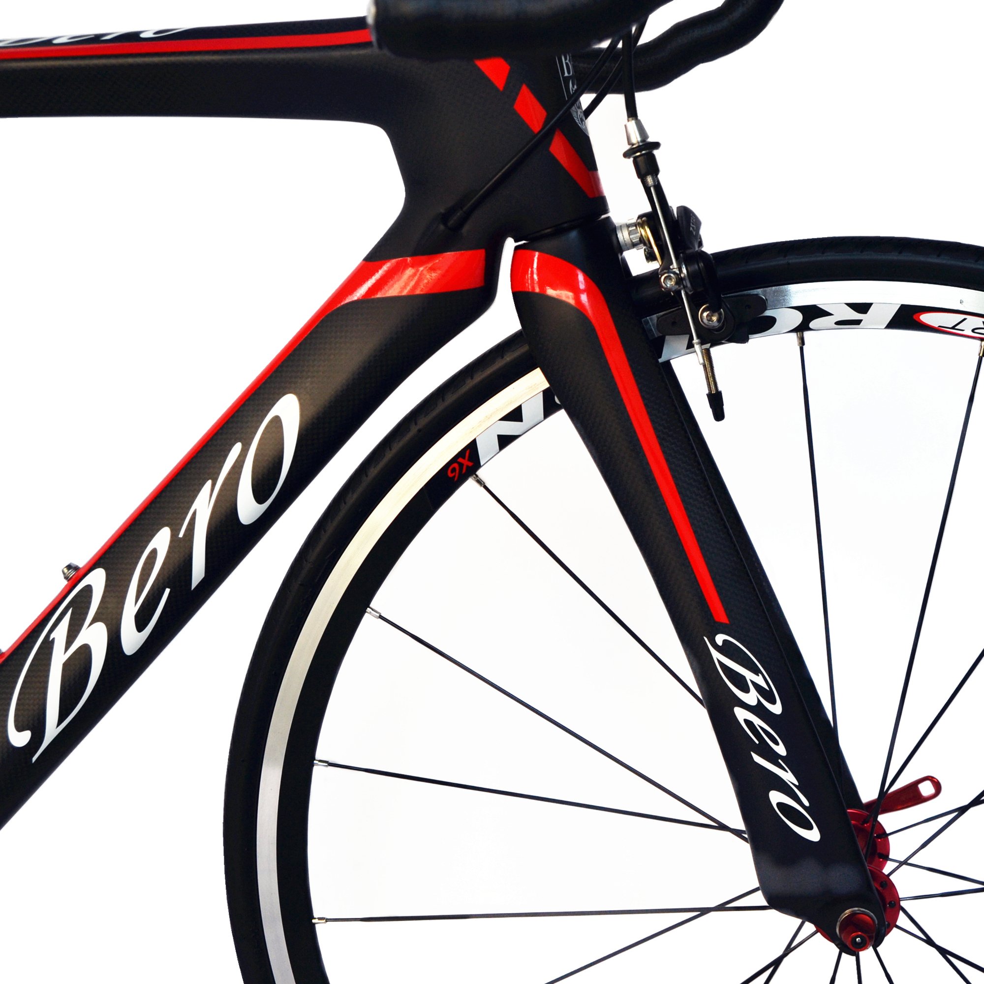 2016 700C Strada Shimano 105 Biciclette con Un Telaio 11S 5800 Bici da Corsa T800-M40 Fibra di Carbonio Aero 18.3Lbs Ultralight Cb013A-2 (Mato Nero e Rosso, 500Mm)