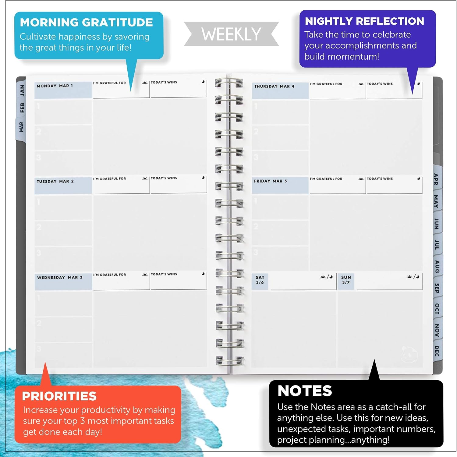 2021 Weekly Planner 2.0 by Panda Planner (Dated - Gray)