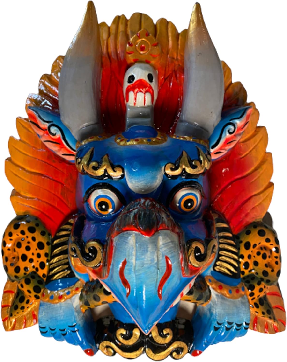 Himalayan Craft Wall Sculpture Garuda Hand Carved On Single Wooden, Snakes/Nag Eating Antique Cheppu Wall Hanging From World Heritage, Nepal