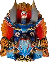 Vista 1 de Himalayan Craft Escultura de pared Garuda tallada a mano en una sola madera, deidad protectora Budismo tibetano antiguo Cheppu, comer serpientes/nag