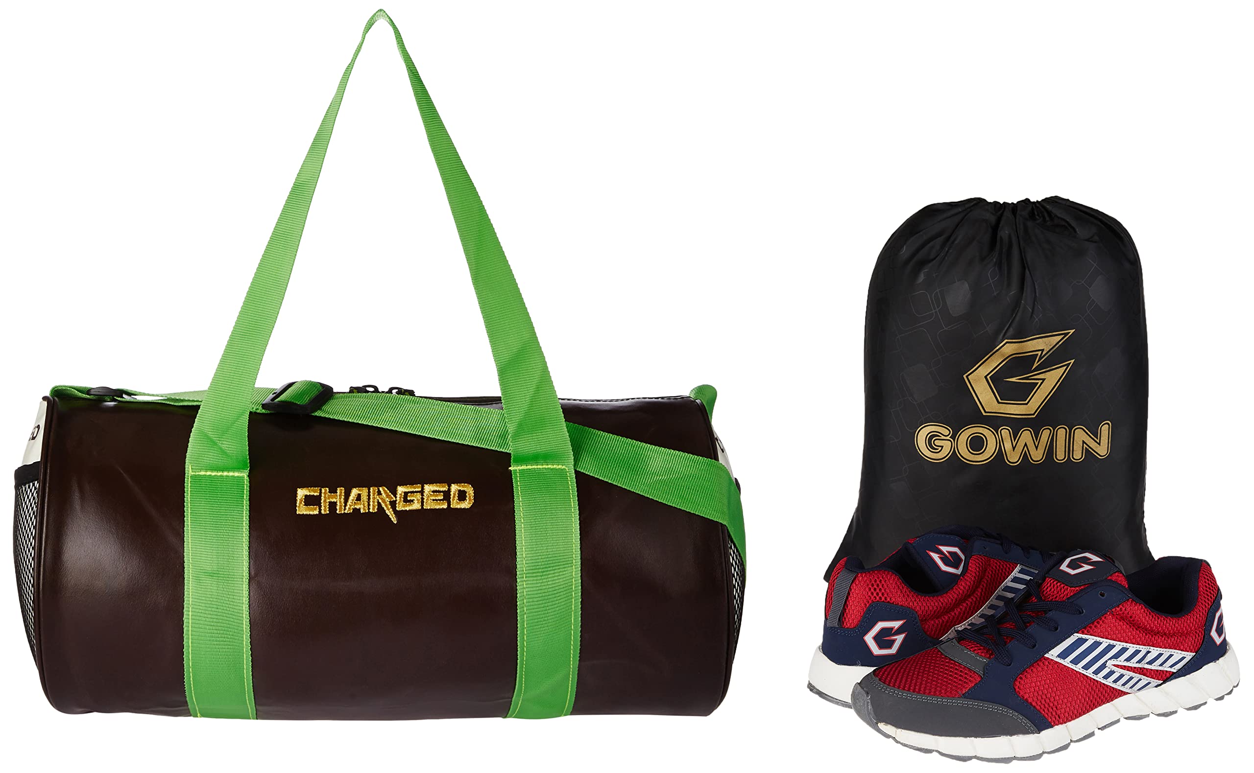 Charged Sports Bag Adena Brown with Gowin Sports Training Shoe Nx-2 Red Navy Size 7-picture-22