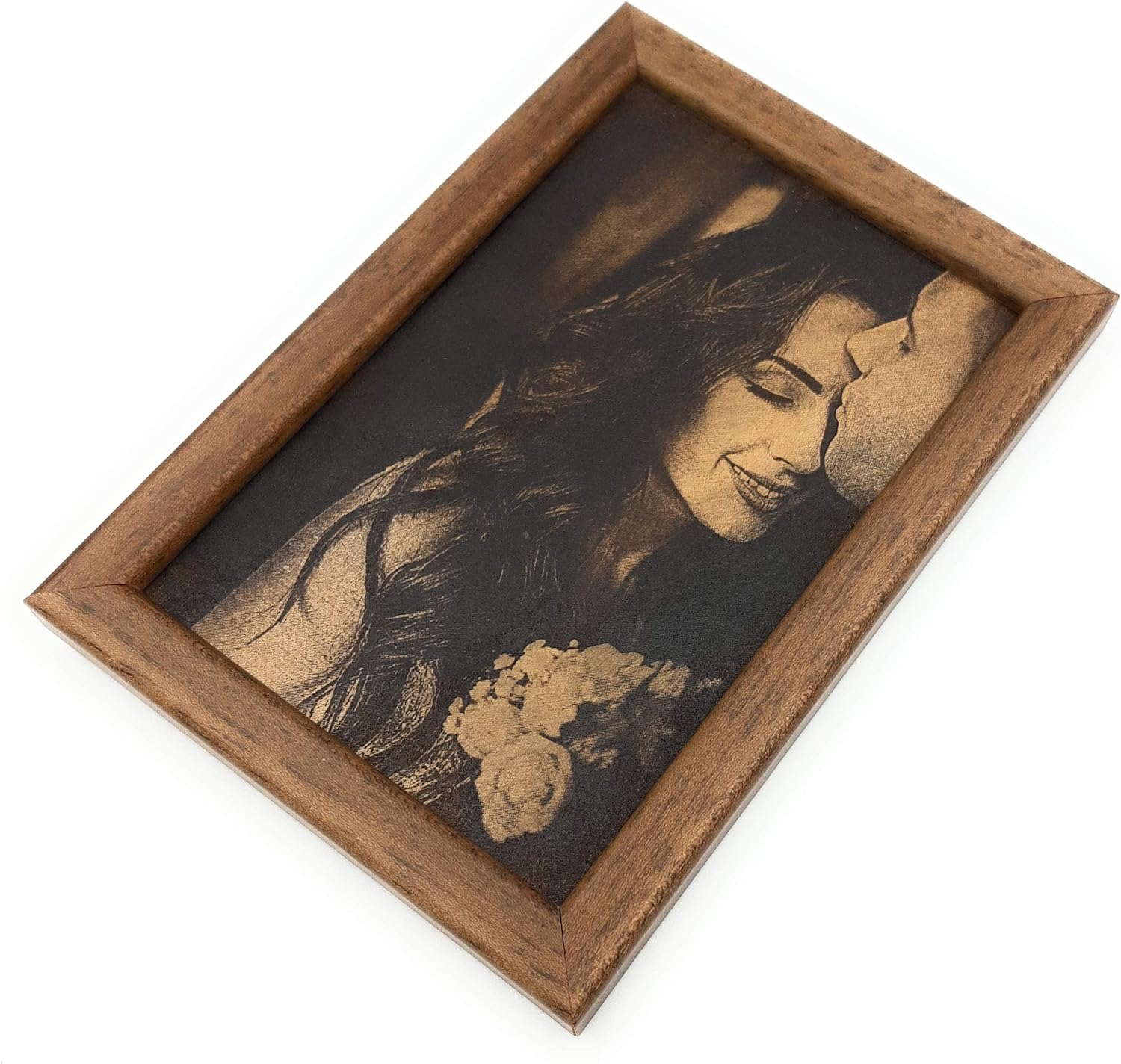 Engraved photograph on real leather, 3rd wedding anniversary gift idea, custom engraved framed picture, leather engraving, unique gift