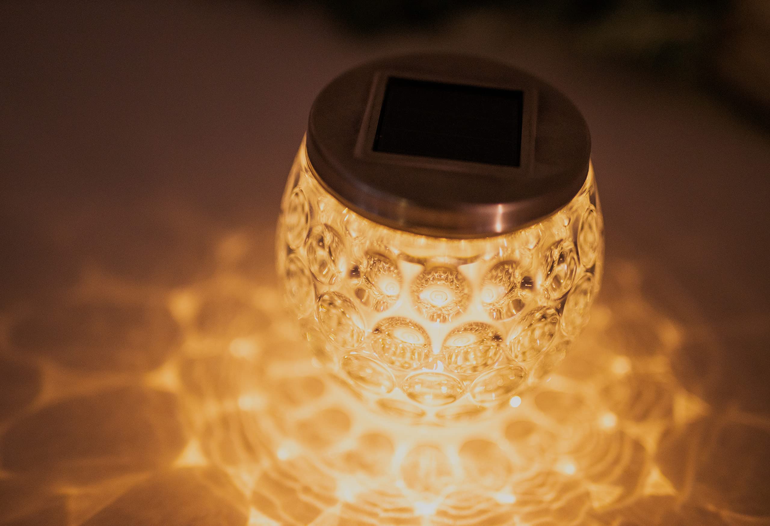 Garden Mile Warm White LED Solar Garden Lights Dimpled Glass Jar With Auto Sensor Outdoor Lights Mosaic Patio Lights Glass Ball Ornaments For Indoor Outdoor Decorations - Image 2