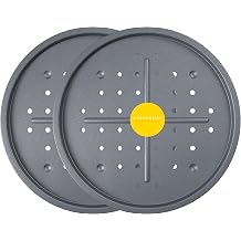 Kitcheneur 2-Pack Large Perforated 33.5cm Pizza Oven Tray   Pizza Baking Tray for Oven with Holes   Non Stick Pizza Tray   Multi-Pack Pizza Trays are Easy to Clean & Dishwasher Safe