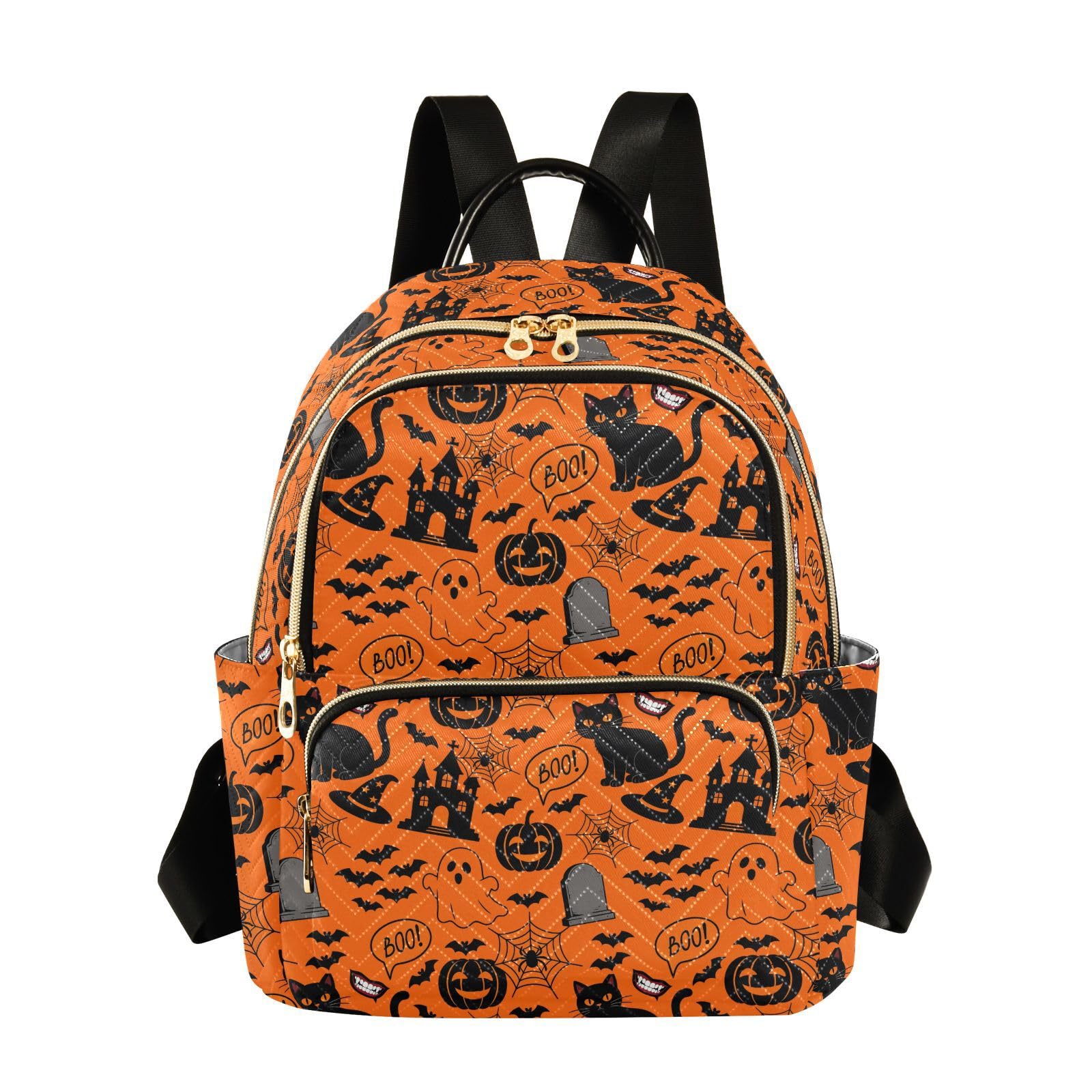 ALAZA Halloween Orange Festive Women Backpack Purse Ladies Fashion Shoulder Bag Daypack Travel Bag 10L