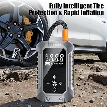 Air Pump for Car Tires Cordless Auto Shut-Off with LED Lights | Car Tire Air Pump Portable Inflator for Bike Motorcycle Auto Balls Inflatable Toys Balloons Urgent Repair Home Garage