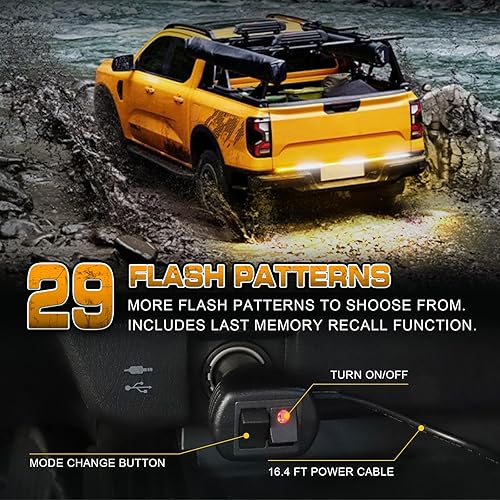 Miniatura 5 de XRIDONSEN Tira de luces estroboscópicas para puerta trasera de camión de 48 pulgadas, 288 luces LED de emergencia, barra de luz trasera ámbar y