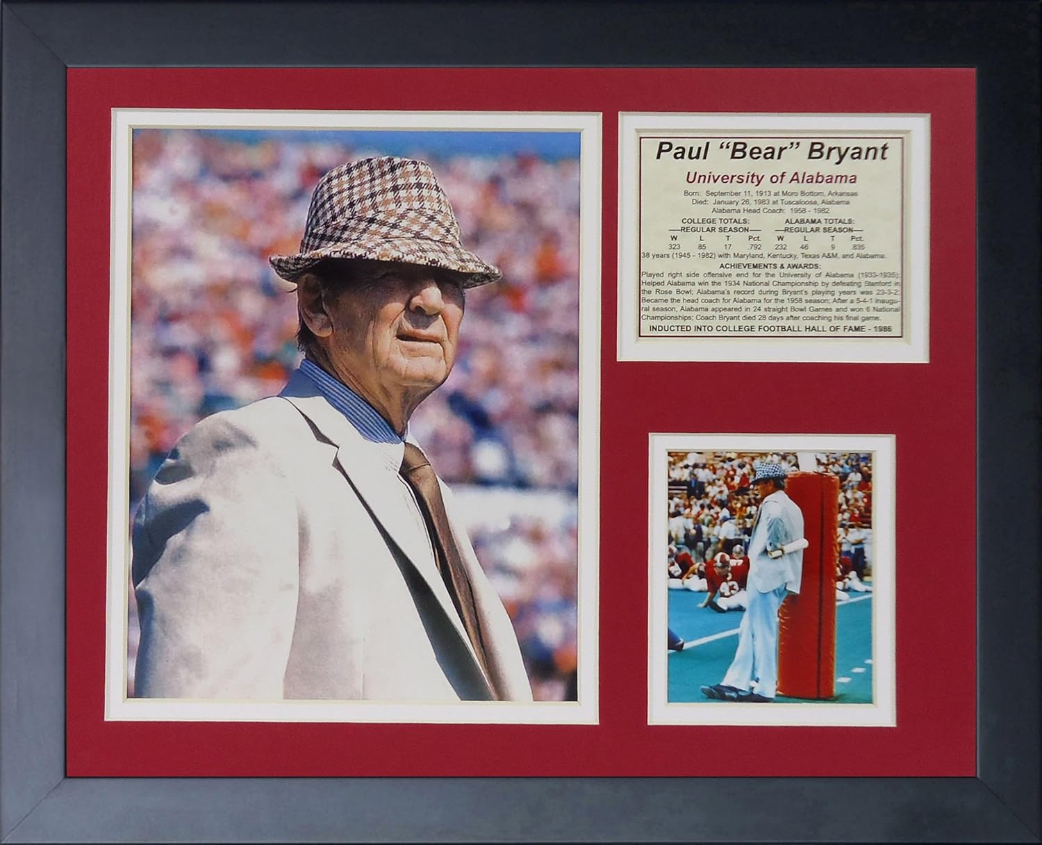 Legends Never Die "Paul 'Bear' Bryant Framed Photo Collage, 11 x 14-Inch, (12021U)