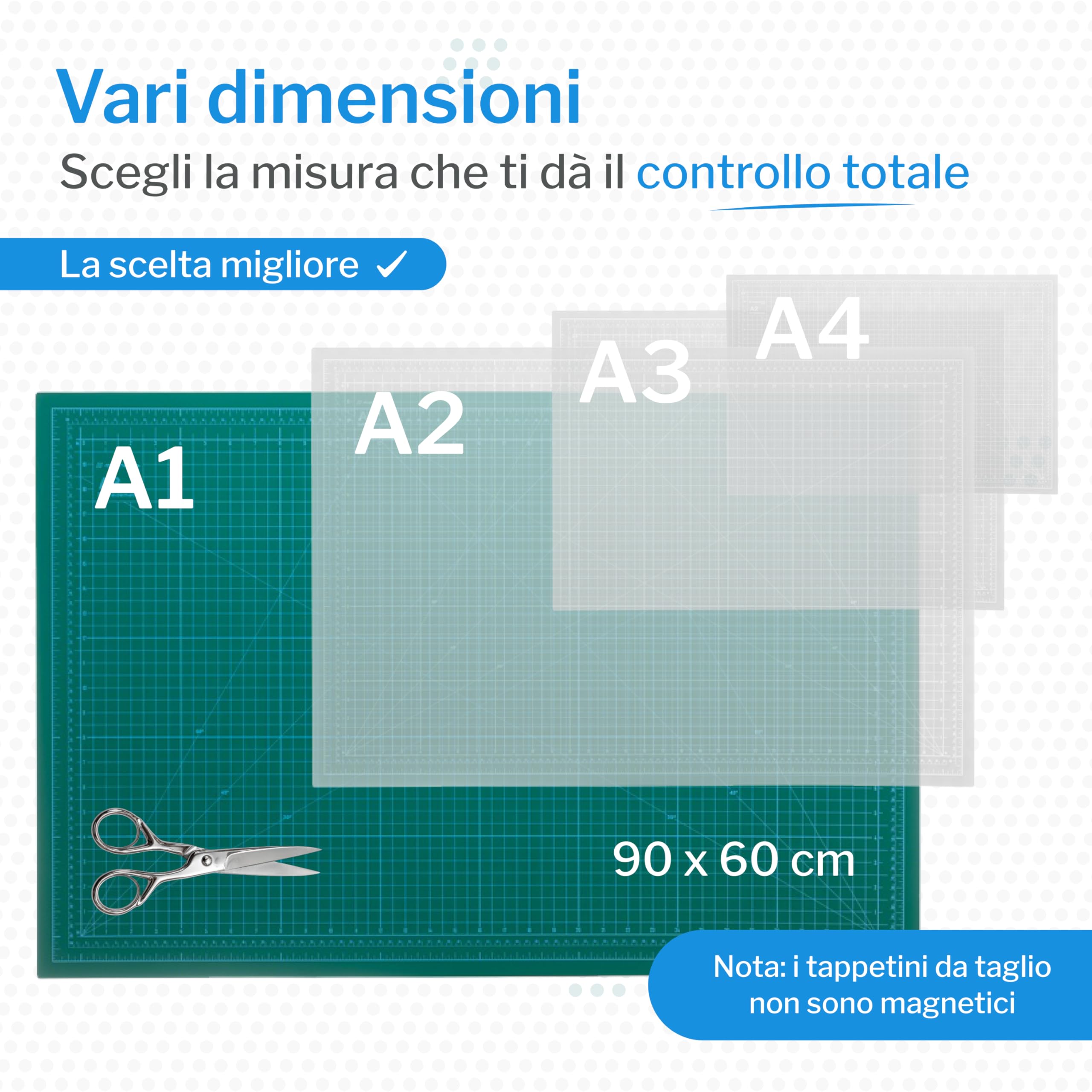 tappetino da taglio A1 | base da taglio autorigenerante bifacciale verde 90×60 cm | tappetino per hobbistica per bricolage, cucito, taglio | cutting mat