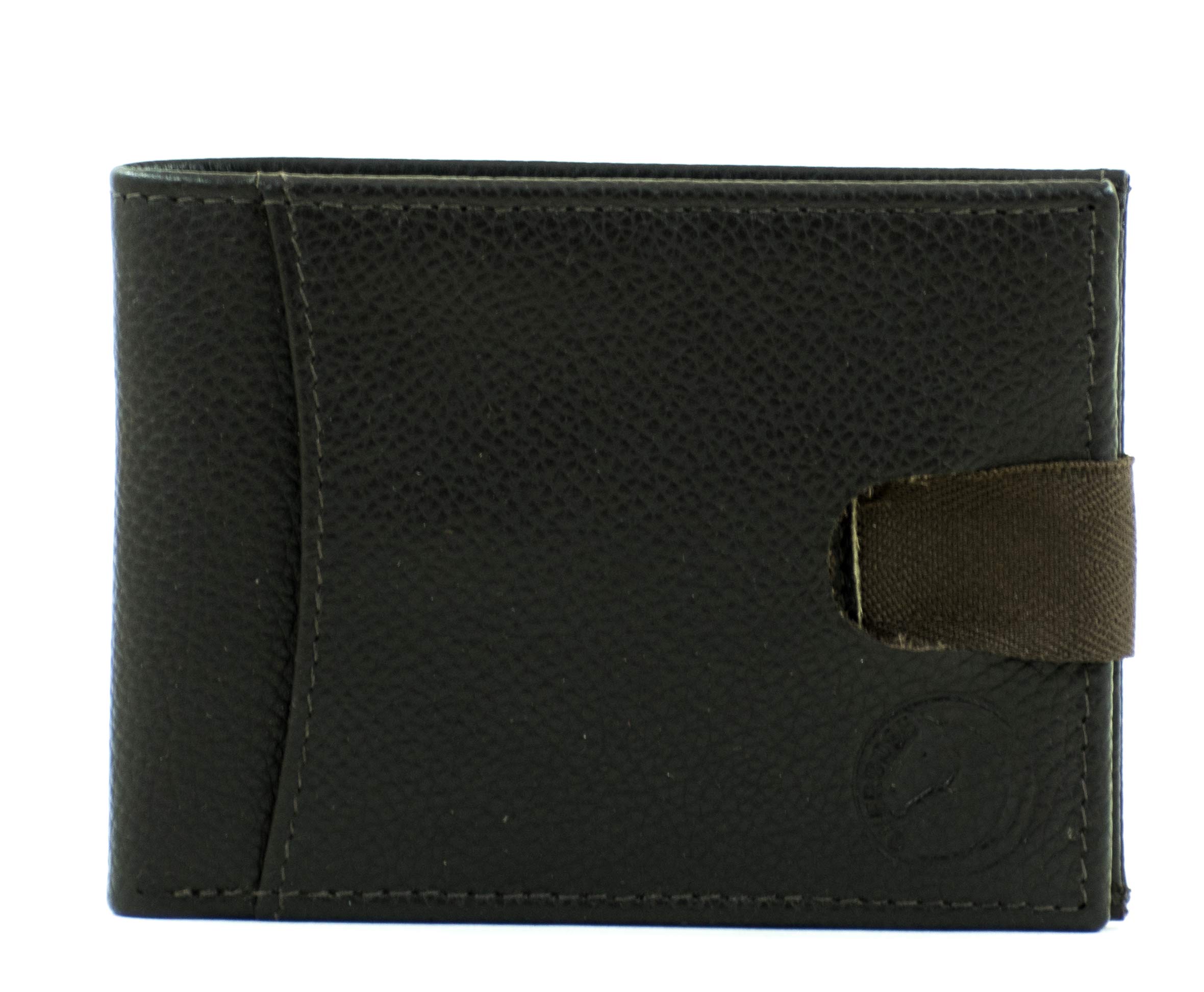 OVERDOSEMen's Brown Ultra Slim Bifold Leather Wallet with Lock Strap, FILP Wallet, Card Holder, ID Window, Pocket Chain Wallet, FINE PDM Brown Leather