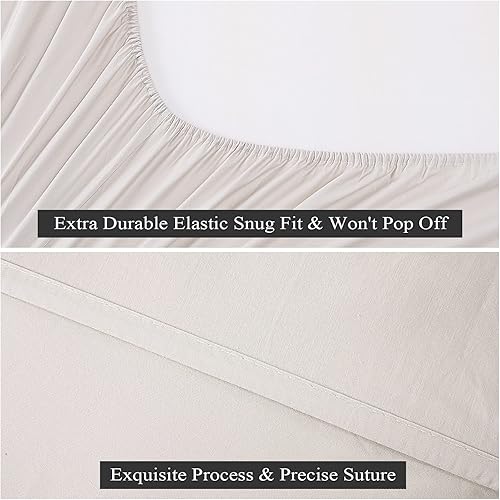 Miniatura 4 de Solo sábana bajera, sábana bajera de 400 hilos, resistente a la decoloración y al encogimiento, tejido satinado suave y sedoso para hogar y hotel