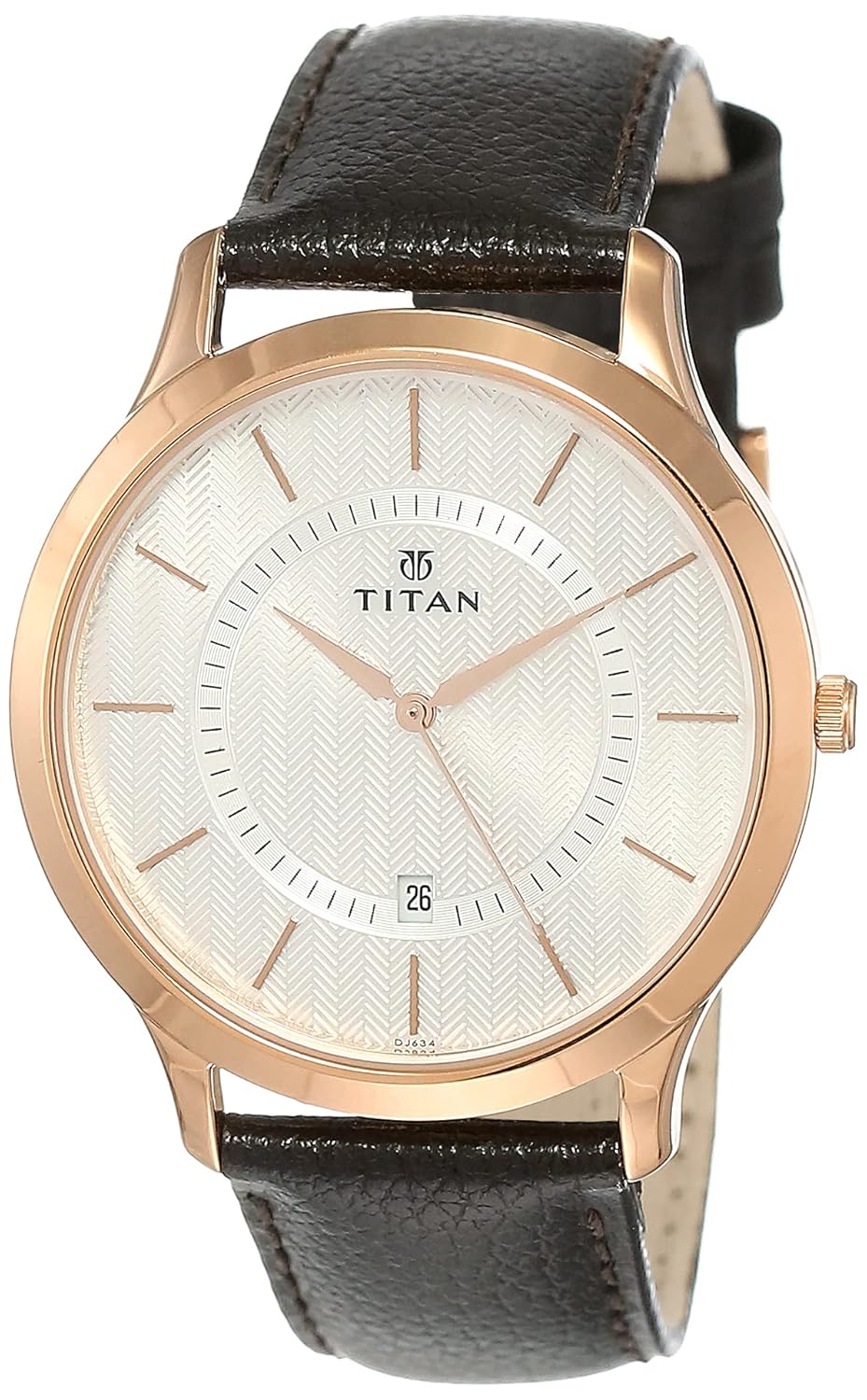 Titan Men Leather Silver White Dial Analog Watch Np1825Wl01, Band