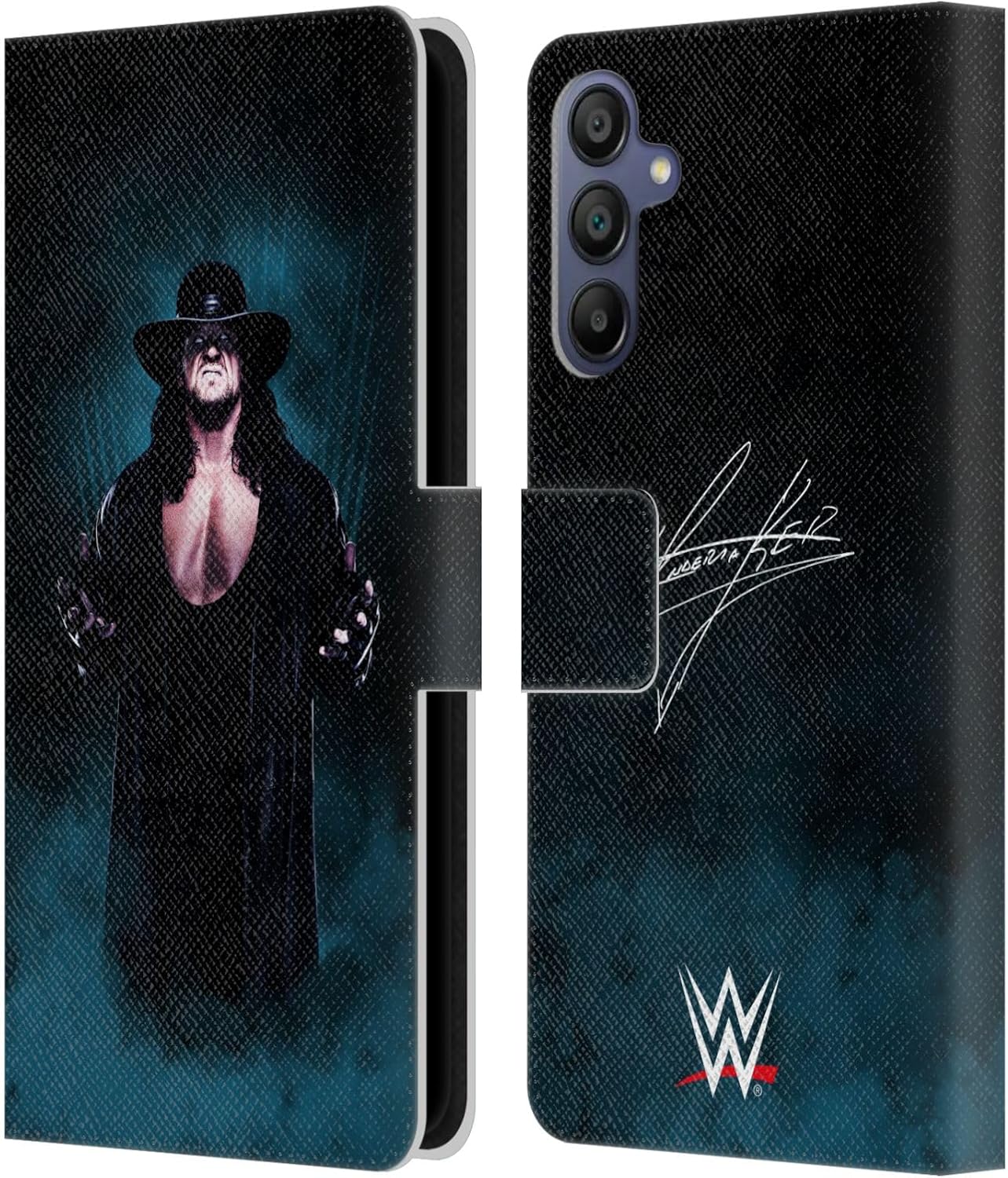 Head Case Designs Officially Licensed WWE Portrait The Undertaker Leather Wallet Case Compatible with Samsung Galaxy A15