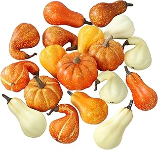 18pcs Artificial Pumpkins Decor Set Assorted Small Foam Fake Pumpkin for Autumn Table Tray Harvest Party Farmhouse Halloween Thanksgiving Decorations