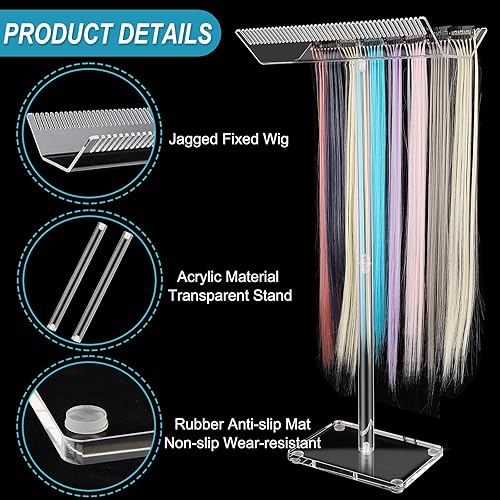 Miniatura 3 de Noverlife Soporte de exhibición de extensión de cabello acrílico grueso y elevado de 22 pulgadas, soporte de exhibición transparente para pelucas,