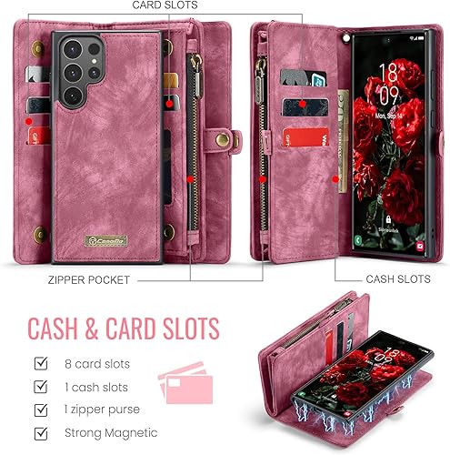 Miniatura 152 de SZHAIYU 2 in 1 Detachable for Samsung Galaxy S23 Ultra Wallet Case with Card Holder, Retro Premium Flip Leather Cover Magnetic Zipper Pocket Phone